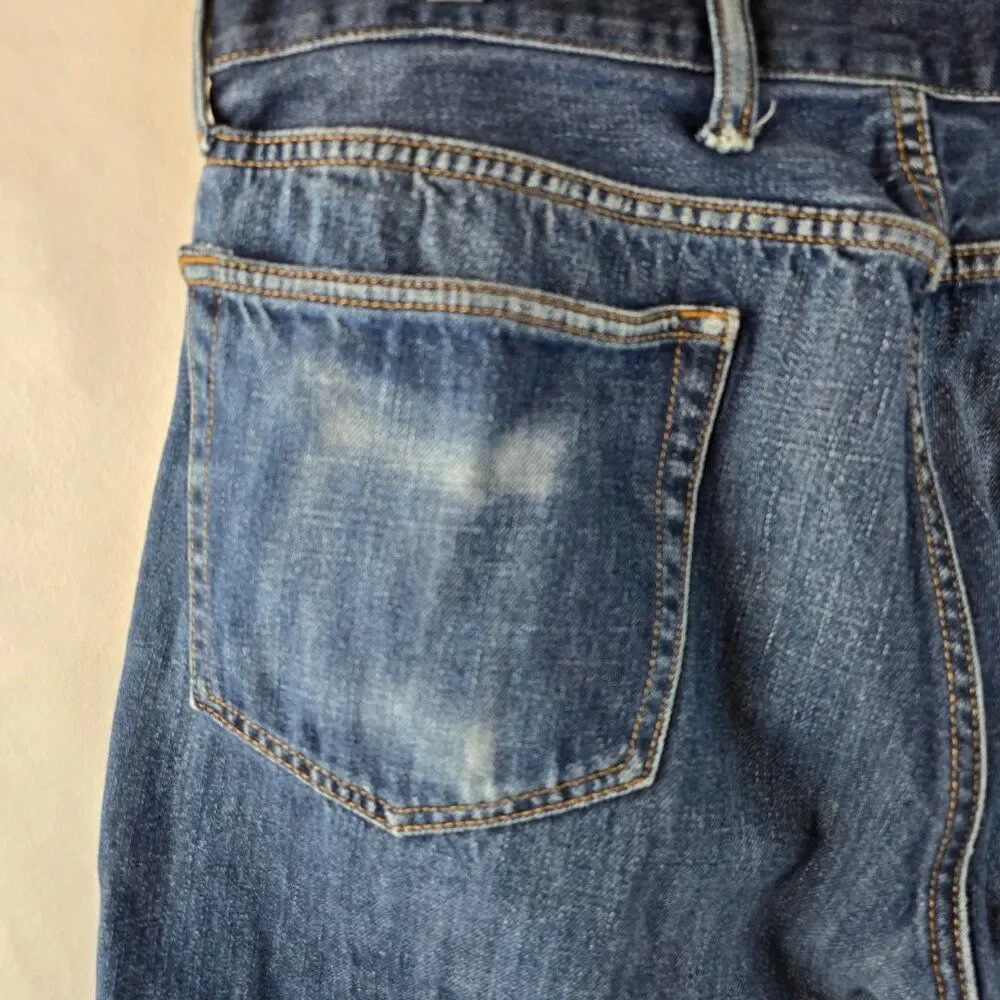 Gap Jeans Mens 36x28 Blue Denim Boot Cut Straight Leg Classic Dark Whiskering